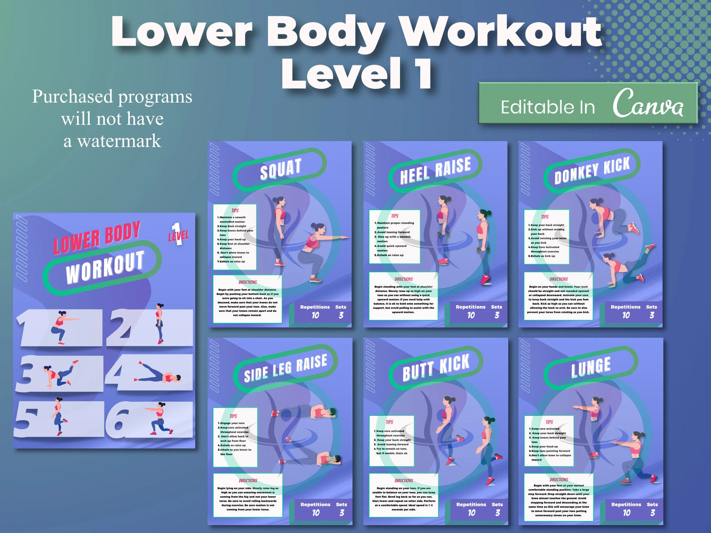 54 Exercise Workout Program With Exercise Progression