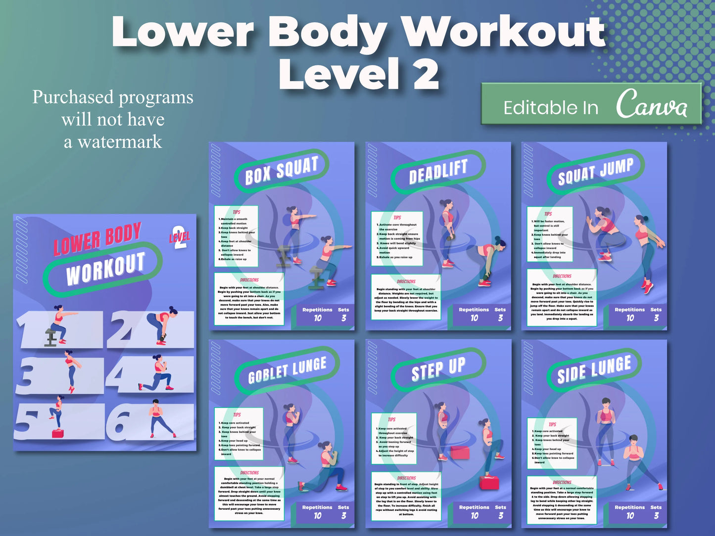 54 Exercise Workout Program With Exercise Progression