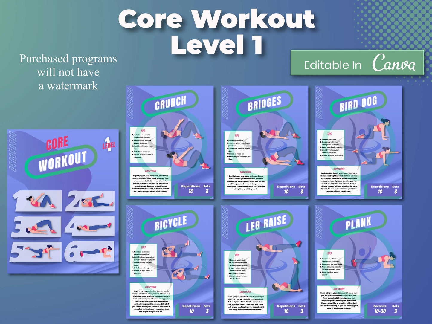 54 Exercise Workout Program With Exercise Progression