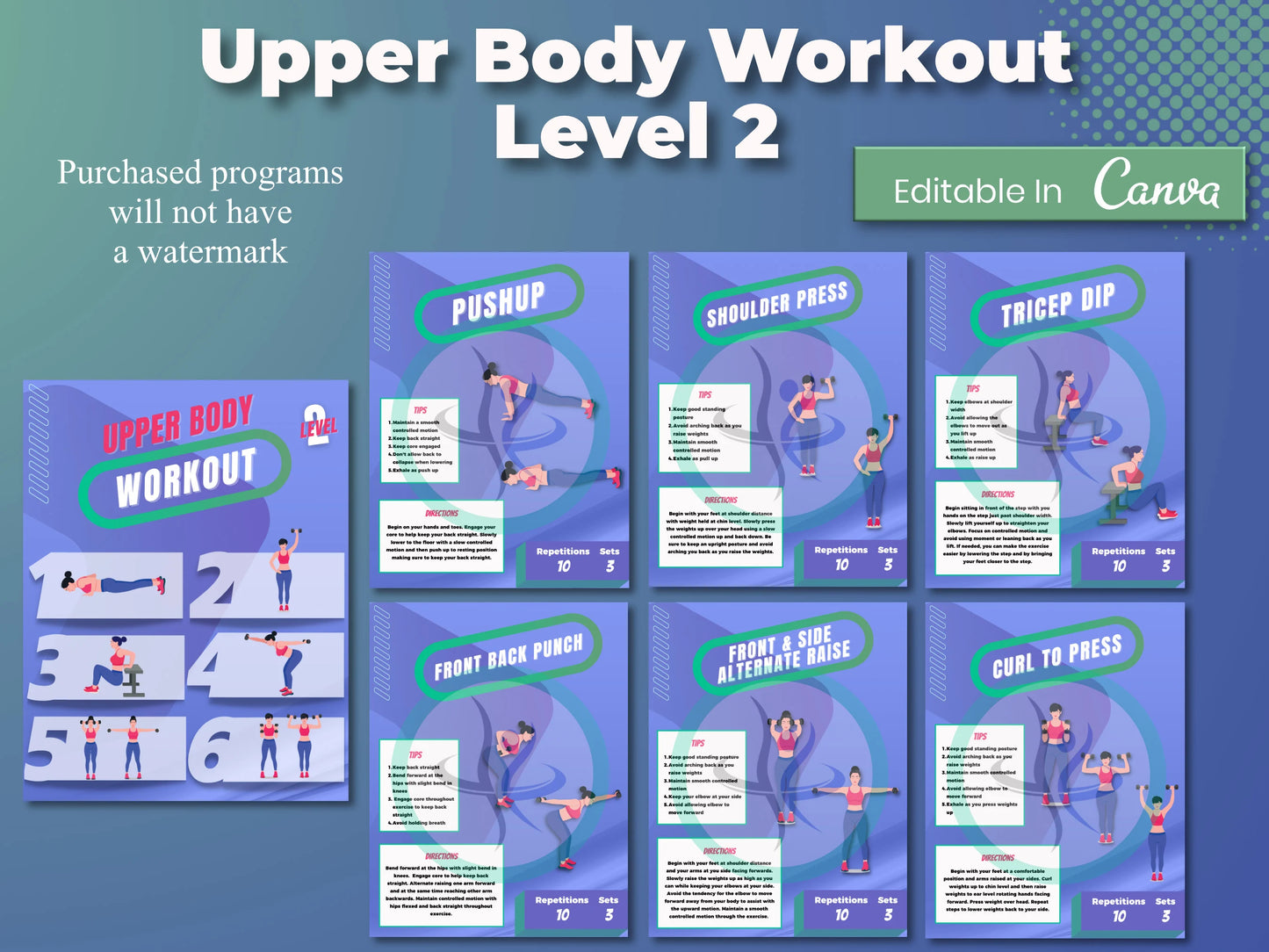 54 Exercise Workout Program With Exercise Progression